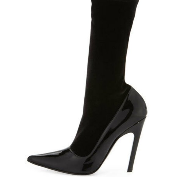 Balenciaga Velvet & Patent Mid-Calf 110mm Boots - Picture 2 of 5